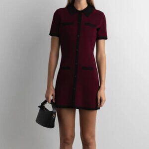 OAK + FORT Collared Contrast Trim Knit Dress (NWT)